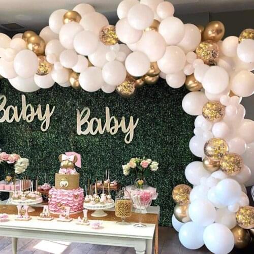 White Balloon Garland Arch Kit White Gold Confetti Balloons 95pcs Wedding Birthday Baby Shower Party Decorations Kids Balloon