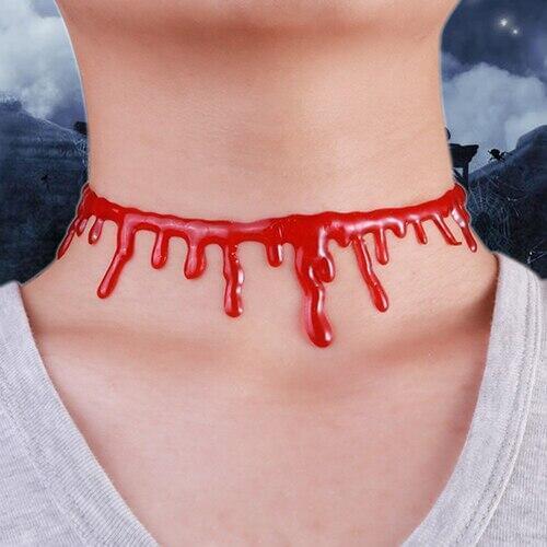 Halloween Horror Irregular Blood Drip Choker Chain Punk Necklace Jewelry Charm