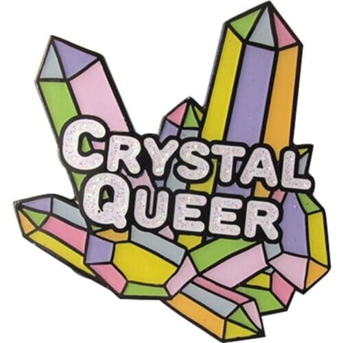 Crystal Queer Badge LGBT pride Brooch pastel rainbow Jewelry