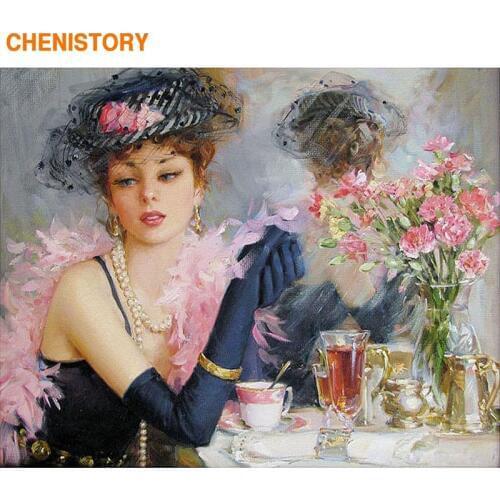 CHENISTORY Women Bride DIY Acrylic Painting By Numbers Al Oleo Cuadros Decorativos Drawing By Number Kits For Wall Art Picture