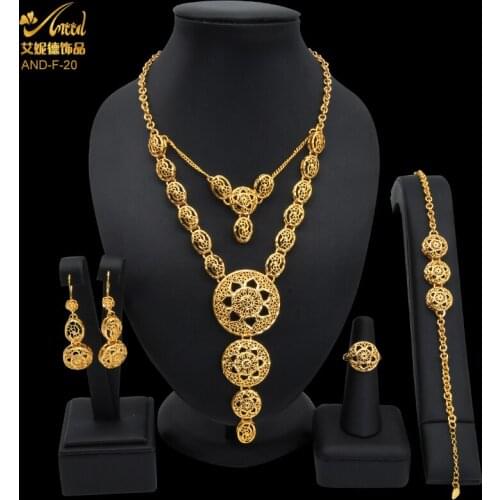 ANIID Gold Plated Earring Necklace Set Wedding Nigeria Jewelry Sets For Women Bride Ethiopian Gold Color Luxury Dubai African