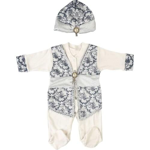 Ottoman Prince Male Baby Mevlüt Team Tuğra Silver Suit