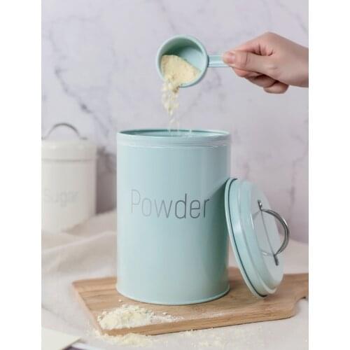 Round Utensil Storage Jar Kitchen Tableware Organizer Jars No Lid Cooking Powder Metal Box Coffee Bean Sugar Tea Container Set