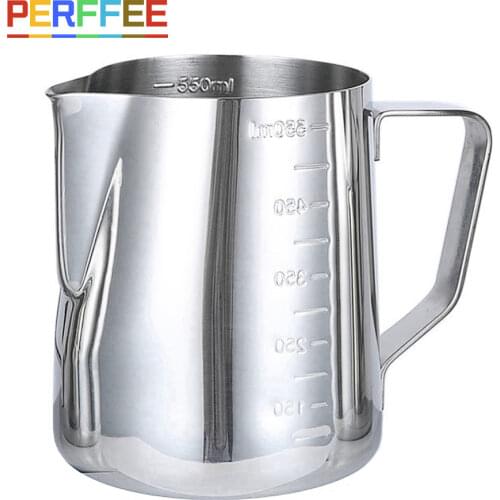 Espresso Coffee Milk Frothing Pitcher Stainless Steel Stamped Measurement Steaming Jug Barista Latte Art Frother Cup 350/600Ml