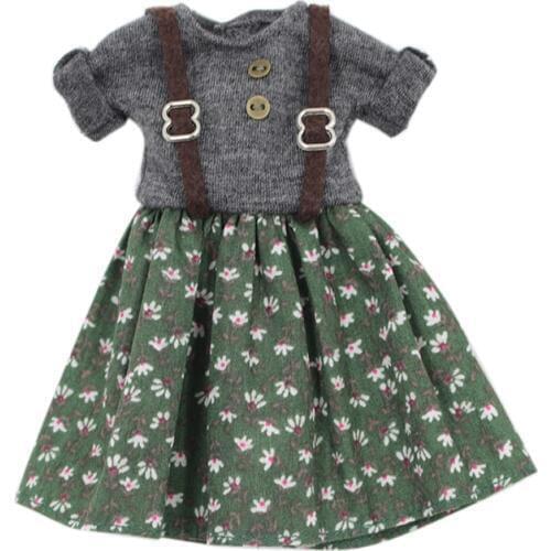 ICY DBS Blyth doll joint body green gray dress suspender skirt blue clothes Casual outfits girls clothes