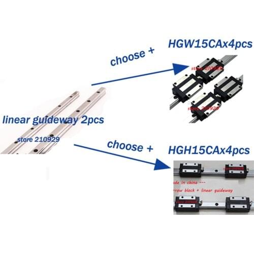 15mm linear guideway 2pcs L1500mm + block 4pcs ( HGW15CA or HGH15CA)