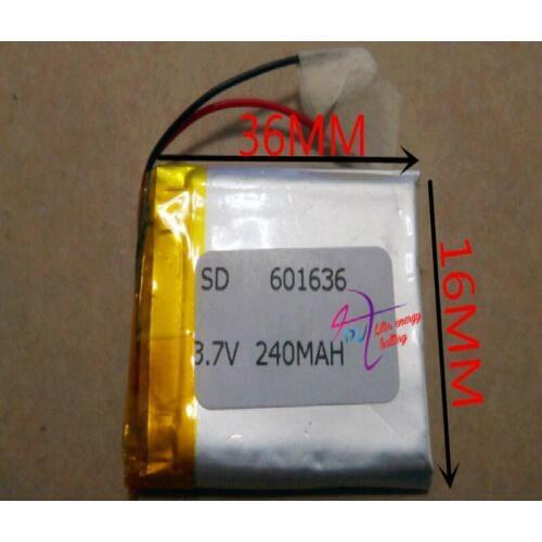 Best battery brand free shipping 3.7V lithium polymer battery Battery 601636 061636 240mah MP3 MP4 MP5 cell battery