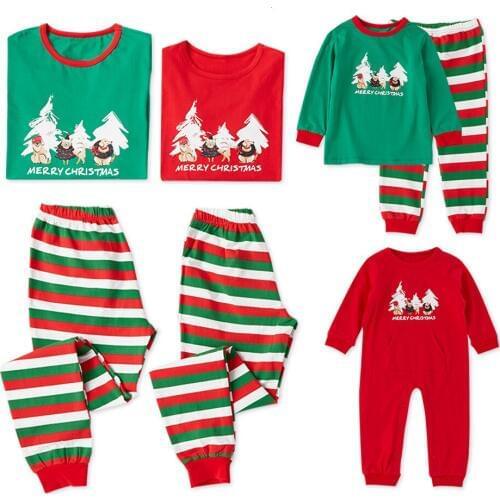 Fashion Family Matching Clothes Stripe Mommy And Me Clothing Suit Print Christmas Pajamas Baby Kids Sets Parenting Famili Look