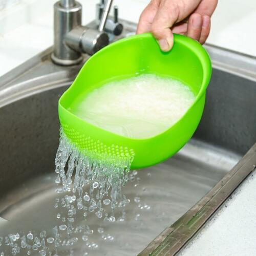 New Food Grade Plastic Rice Beans Peas Washing Filter Strainer Fruit Basket Sieve Drainer Cleaning Gadget Kitchen Accessories
