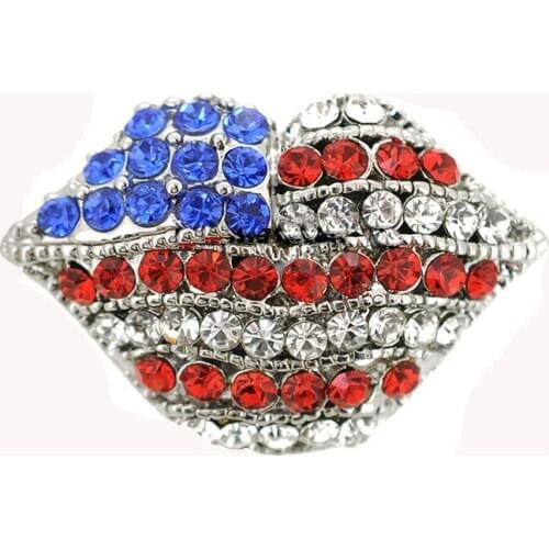Wholesale 100pcs 35mm American Flag Lips Pendant Brooch for July 4th