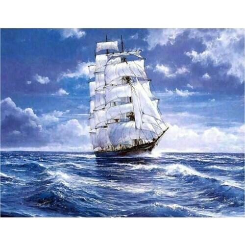 Full square & round diamond painting sailing scenery cross stitch 5d diy diamond embroidery 3d diamond mosaic kit