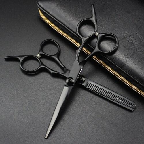 Professional JP 440c 6cr steel 6 '' black screw hair scissors cutting barber tools haircut thinning shears hairdresser scissors