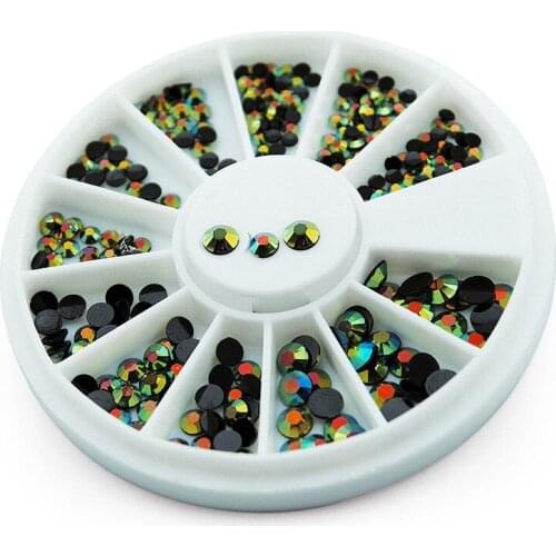 PZHU014 1Box Glitter AB Gold Colors Nail Art Rhinestone studs Wheel 3d Mix Designs Nail Jewelry Accessories Decorations