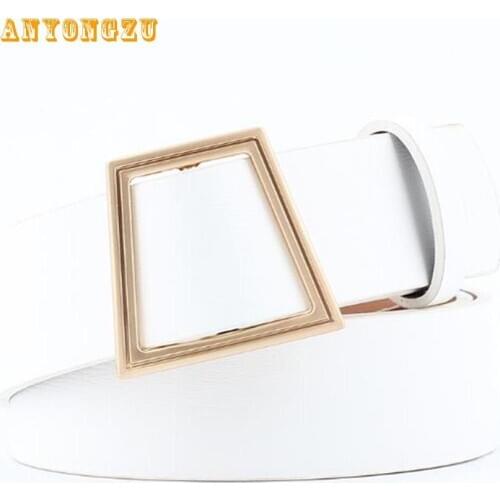 ANYONGZU Women Belt Without Holes Black Blue Sky Ladies Accessories Female Fashion Brown White Belts Pink Woman Belt For Jeans