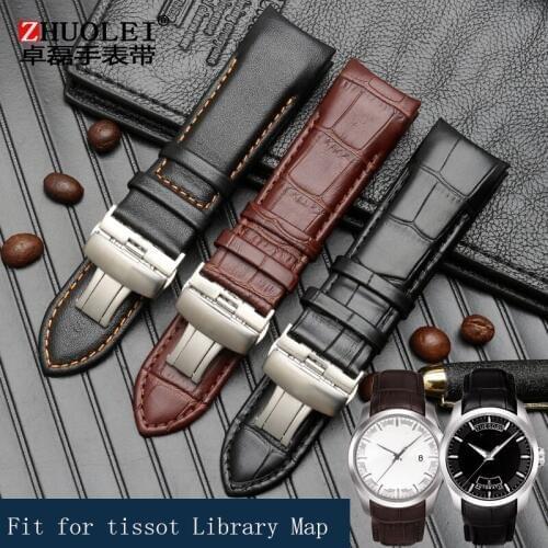 True leather watchband with butterfly buckle for Kutu T035617A T035407A watch band 22/23/ 24mm for mens Watch strap Brace