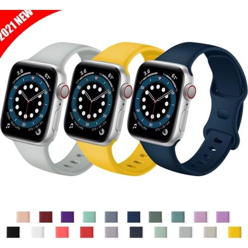 Strap for Apple Watch Band 44mm 40mm 38mm 42mm Sports Silicone Watchband Correa Bracelet iWatch Serie 6 SE 5 4 3 2 1 Accessories