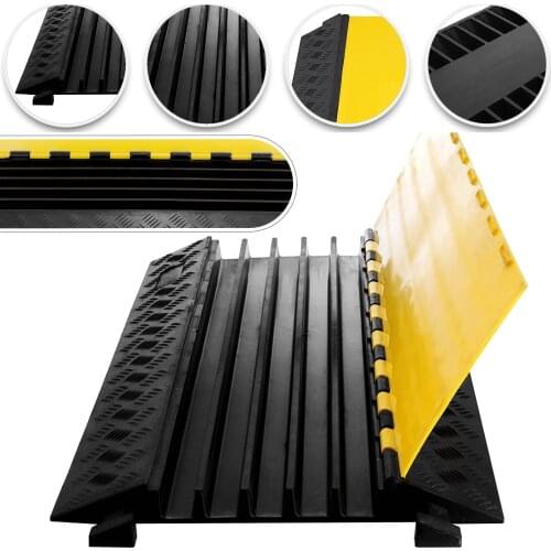 VEVOR 5 Channel Cable Protective Wire Cord Ramp Driveway Rubber Traffic Speed Bumps Cable Protector