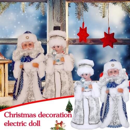 Russian Musical Santa Claus Christmas Doll Decorations Electric Singing Dancing Toys New Year Electric Music Doll Ornaments Xmas