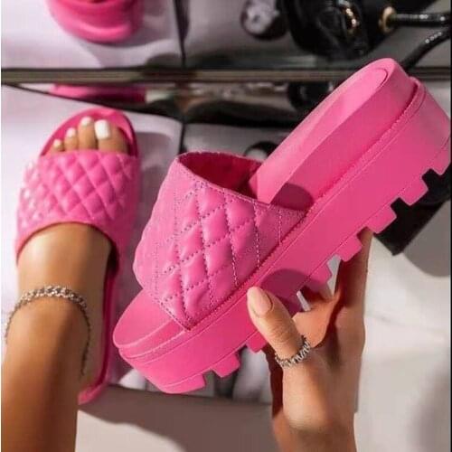 Women Platform Sandals PU Leather Summer Slippers High Heels Sandal Thick Bottom Casual Shoes Ladies Leisure Wedges Sandal 2021