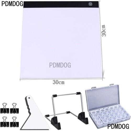 A4 Size 30X30 Three Level Dimmable Led Light Pad,Tablet Eye Protection Easier for Diamond Painting Tools Accessories Storage box
