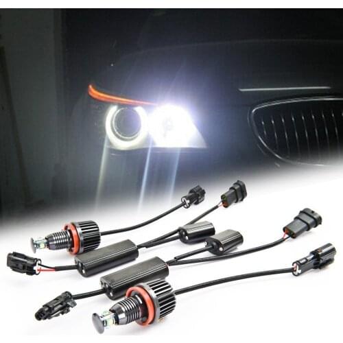 High Power Error Free H8 40W Cree Chips LED Angel Eyes Halo Ring LED Headlights for BMW Car Daytime Running Lights (White)