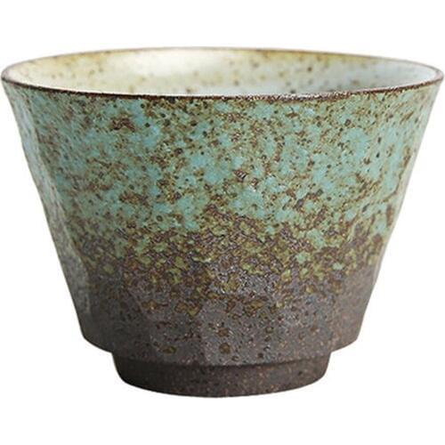 Japanese Coarse Pottery Tea Cup Green And Black Color Handmade Ceramic Kung Fu Tea Cups Small Tea Bowl Retro Home Decor