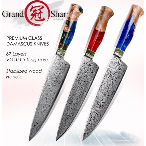 Japanese Chef Knife Sets Kitchen Cooking Tools 67 Layers VG10 Damascus Stainless Steel Blue Red White Wooden Handle Cookware NEW