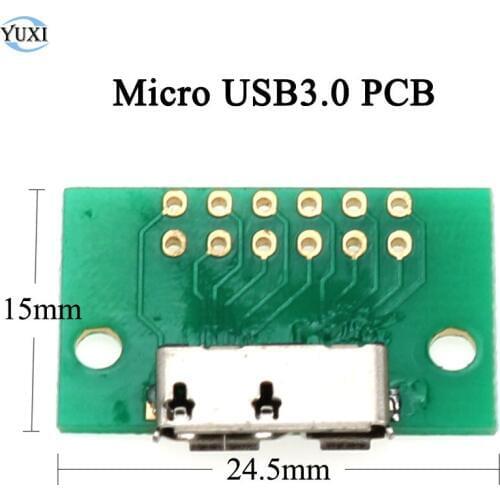 YuXi 1pcs Micro USB 3.0 Female 10Pin SMD SMT Socket PCB Soldering Connectors with board for hard disk