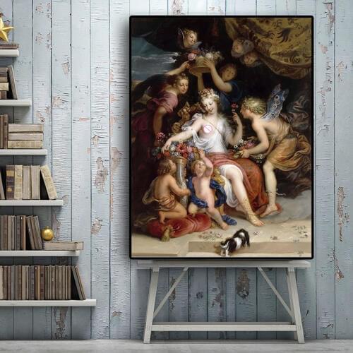 Zephyr and Flora Portrait Oil Painting on Canvas Angle Posters and Prints Scandinavian Nordic Art Wall Picture for Living Room
