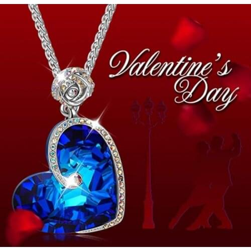 Heart-Shaped Sapphire Jewelry for Women Personalized Gift Fairy Necklaces Aesthetic Cheap Stuff Diamond Rose Pendant Necklace