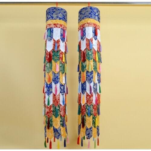 1.5 M long Wholesale Buddhist supplies Buddhism HOME Sutra Hall Temple auspicious Embroidery Wall hang victory dhvaja chuang 2p