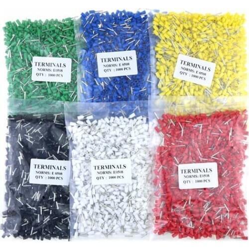 1000pcs E0508 tubular wire connector electrical terminals cable crimps wire ferrules