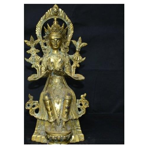13" Old Tibet Buddhism Temple Bronze Gilt Maitreya Bodhisattva Buddha Sculpture