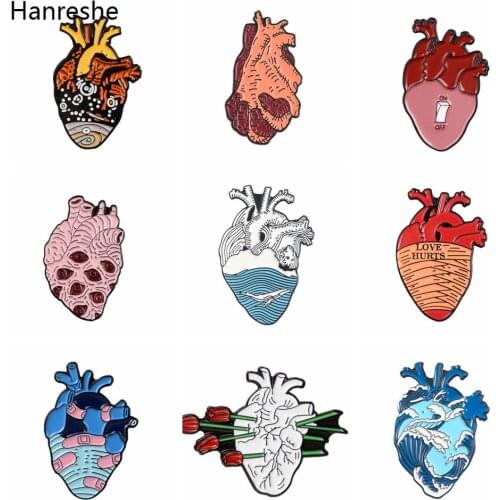 17style Heart Enamel Brooch Pins Medical Anatomical Creative Alloy Lapel Pins For Doctors Nurses Scientists Jewelry Gifts Badge