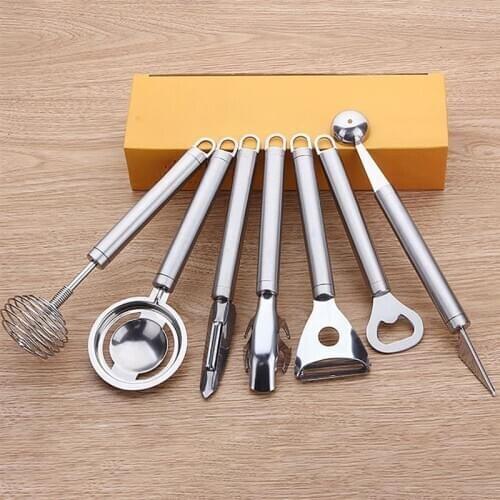 7pcs Cooking Tools Set Premium Stainless steel Kitchen Cooking Utensils Set Turner Tongs Spatula Spoon Turner Kitchen Tool Set