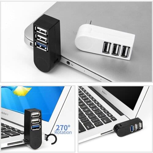 USB Hub Adapter Universal Mini Rotatable 3 Port High Speed U Disk Reader Splitter Data Transfer USB Expander for Macbook Pro PC