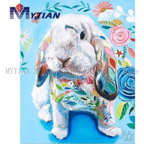 DIY White Rabbit Diamond Painting Full Square/Round Drill Bunny Diamond Embroidery Cross Stitch Kit For Adults Gift Handicrafts