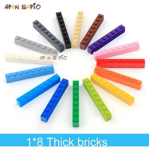 20pcs DIY Building Blocks Thick Figures Bricks 1x8 Dots Educational Creative Size Compatible With 3008 Plastic Toys for Children