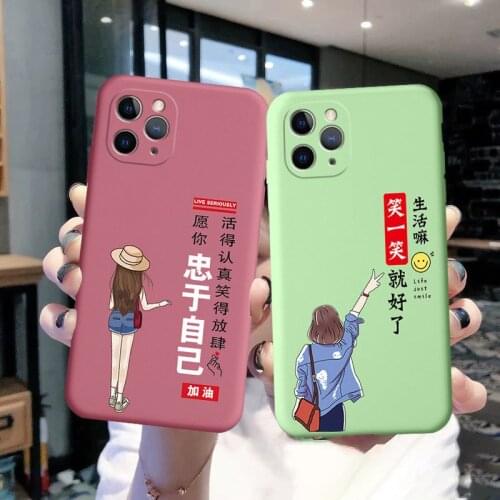 Phone Case For Apple Iphone 7 8 Plus case Liquid Silicone for Iphone X XR XS 11 Pro Max Back Cover Funda Smile Life Hawthorn Red