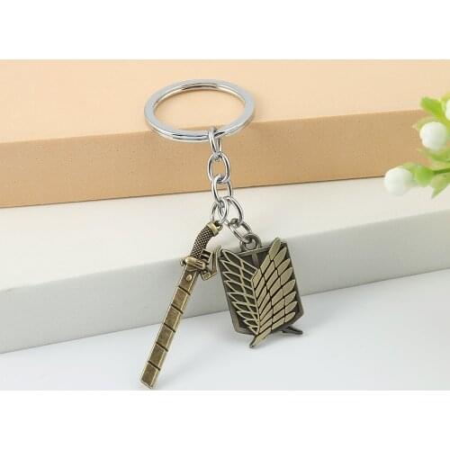 Anime Attack on Titan Keychains The Wings of Freedom Keychain Key Ring Holder Pendant Metal Key Chain Charm Men Jewelry
