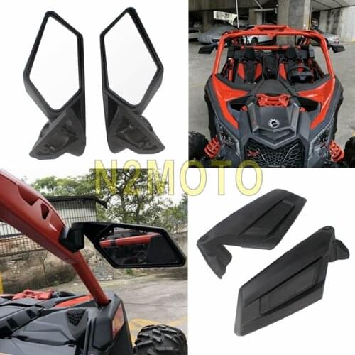Black Racing Rearview Side Mirrors Set for Can-Am Maverick UTV Off-road X3 R MAX Turbo 2017-2019 Adjustable Mirrors Left & Right
