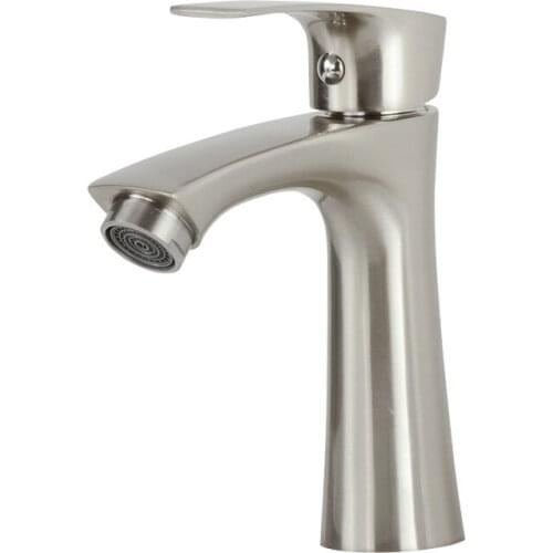 Zinc Alloy Basin Faucet Bathroom Brushed Vessel Sink Tap Single Cold Water Tap Deck Mount Wash Basin Faucet Crane Single Handle