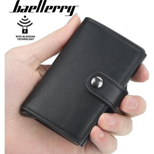 2021 New Business ID Credit Card Holder Men and Women Metal RFID Vintage Aluminium Box PU Leather Card Wallet Note Carbon