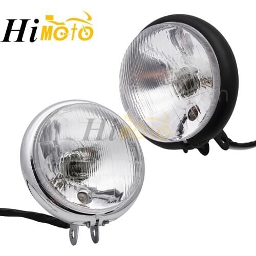 6" inch Black/Chrome Motorcycle Head Light Headlight Lamp Universal For Harley Bobber Chopper Cruiser Cafe Racer Custom