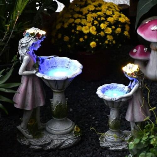 Resin Angel Figure Sculpture Ornaments Outdoor Courtyard Garden Decoration Angel Girl Sculpture Micro Landscape Decor Crafts