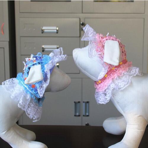 1PC Cute Adjustable Lace Checks Flower Pet Dog Puppy Cat Maidservant Cap Princess Hat Wedding Party Photography Decoration