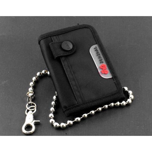 Mens Boys Biker Punk Casual Canvas Trifold Wallet Purse With Long Chain Gift