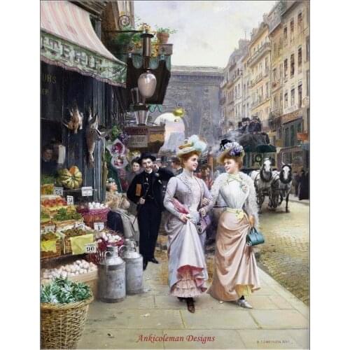 Embroidery Counted Cross Stitch Kits Needlework - Crafts 14 ct DMC Color DIY Arts Handmade Decor - Strolling on Street