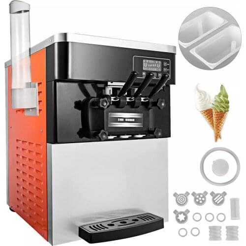 Stainless Steel Silver Table Top Mini Soft Ice Cream Making Vending Machine 3 Flavors Ice Cream Maker