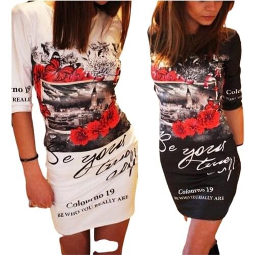 2021 S-5XL Large Size Dress Summer Sexy Slim Bodycon Floral 3D Print Dress WomenS Letter Mini Party Dresses